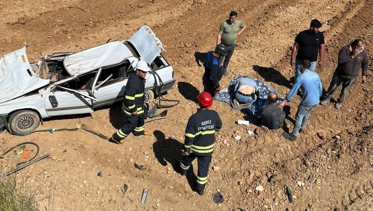 Tarlaya uçan otomobil takla attı: 2 yaralı